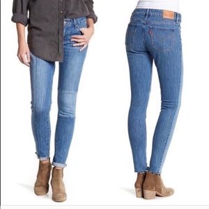 Levis 711 Skinny Boho Patchwork Raw Hem Unique 30